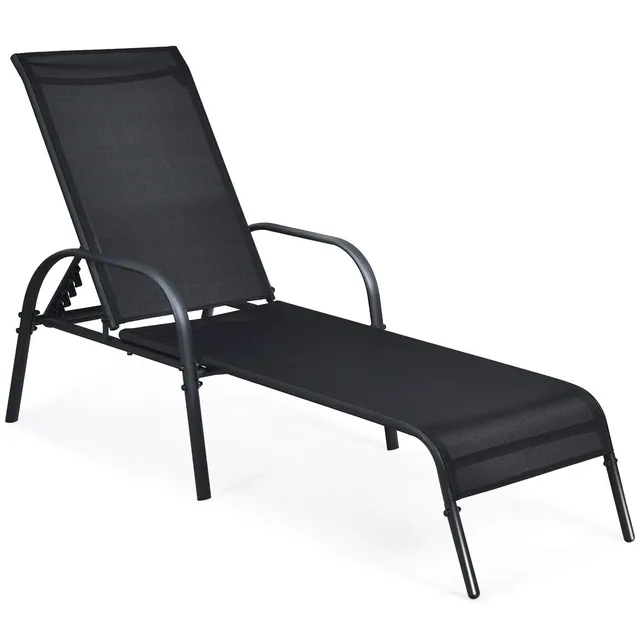 komfotteu-sonnenliege-textilene-5-fach-verstellbar-bis-150-kg-schwarz image 1