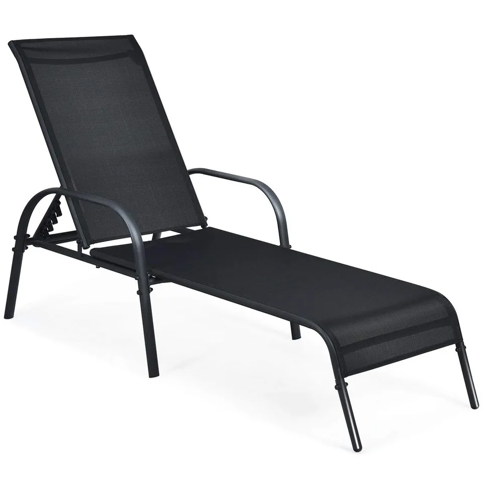 komfotteu-sonnenliege-textilene-5-fach-verstellbar-bis-150-kg-schwarz image 1