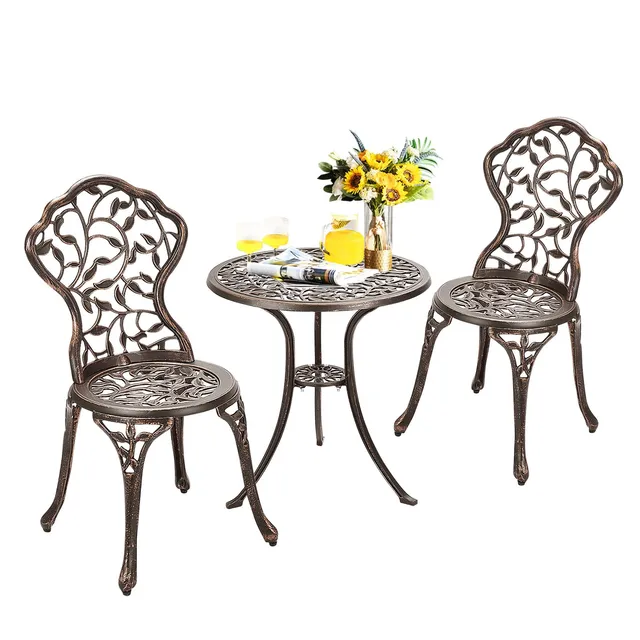 komfotteu-bistro-set-3-teilig-aus-aluminiumguss-mit-blattmuster image 1