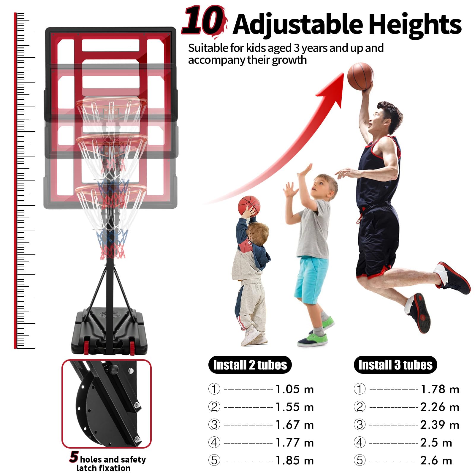 komfotteu-basketballkorb-mit-st-nder-h-henverstellbar-106-260-cm-mobil image 3