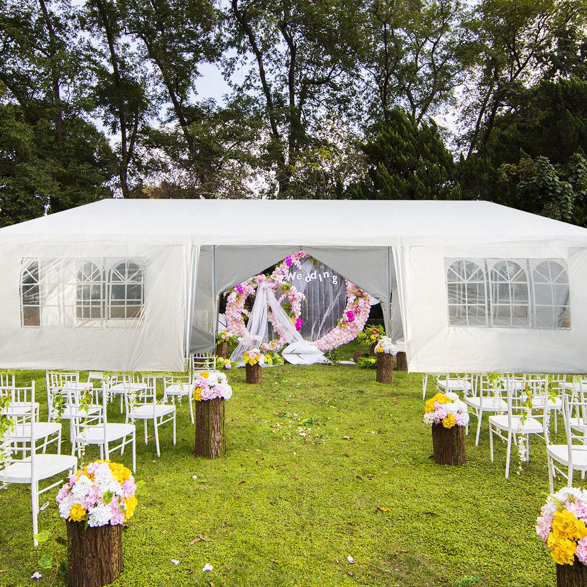 komfotteu-gartenpavillon-3x9m-partyzelt-mit-8-seitenw-nden-wei image 2