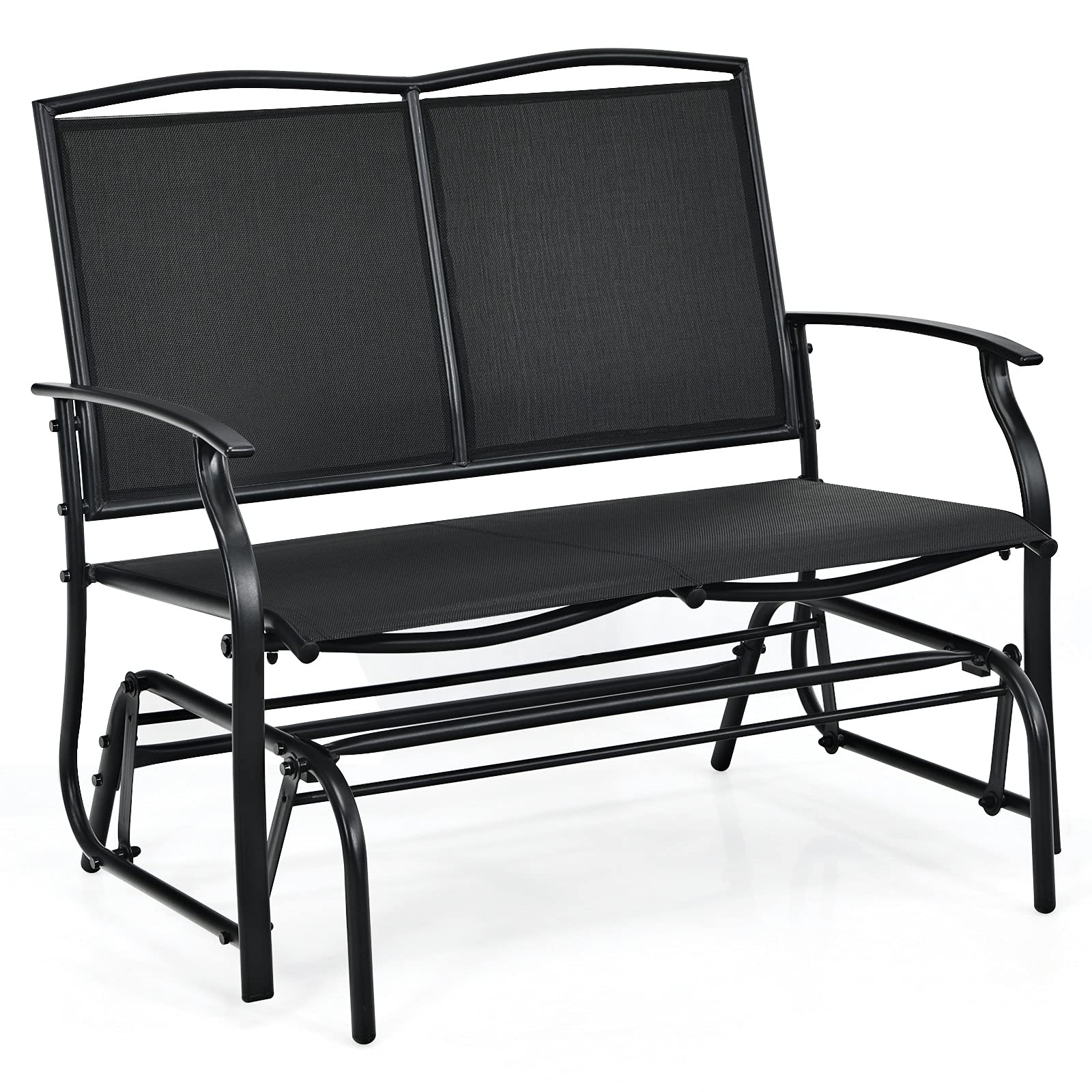 komfotteu-schaukelbank-2-sitzer-textilene-schwarz-105x71-5x93-cm-bis-180-kg image 1