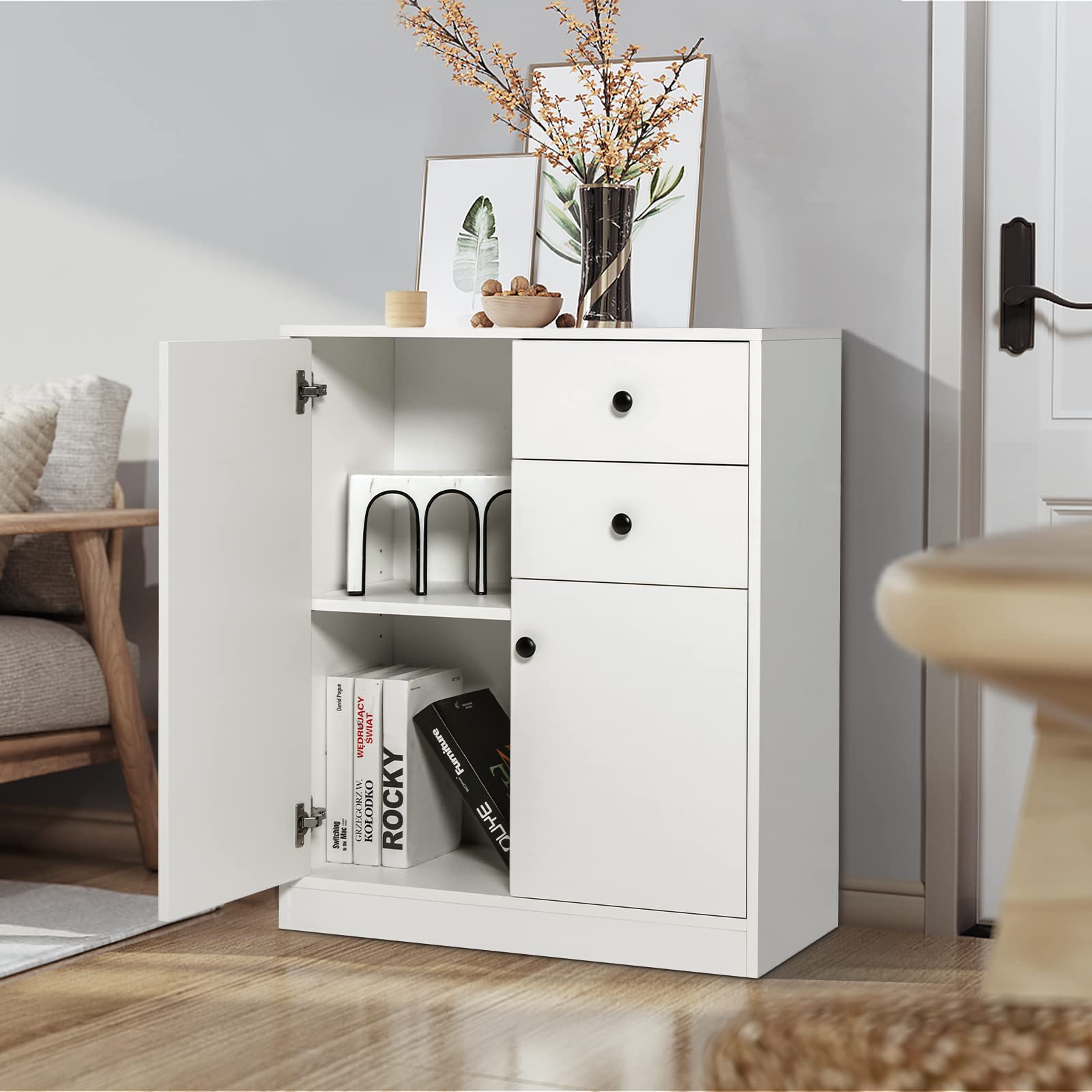 komfotteu-kommode-wei-sideboard-72x34x85-5-cm-mit-schubladen image 8