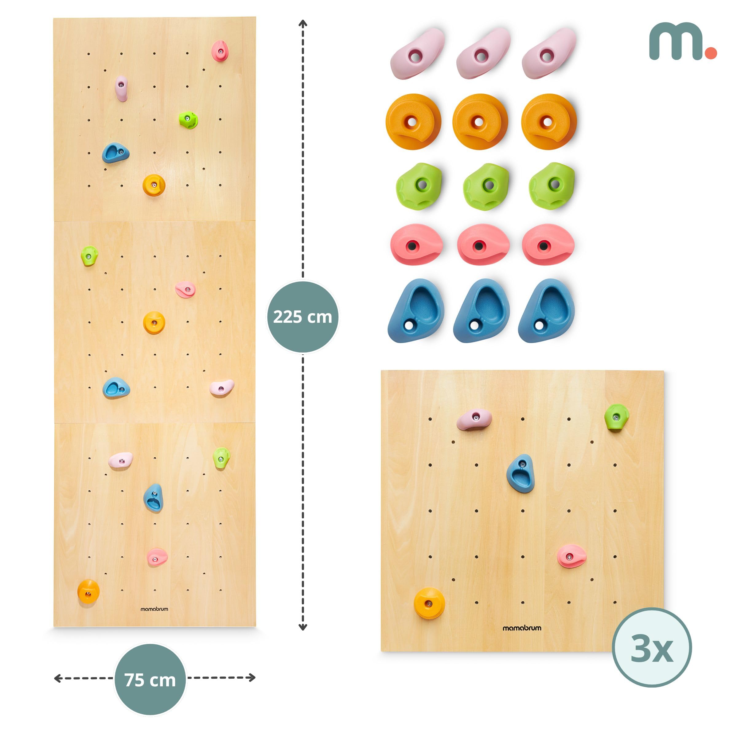 mamabrum-holzkletterwand-3-paneele-15-griffe-bis-100-kg image 8