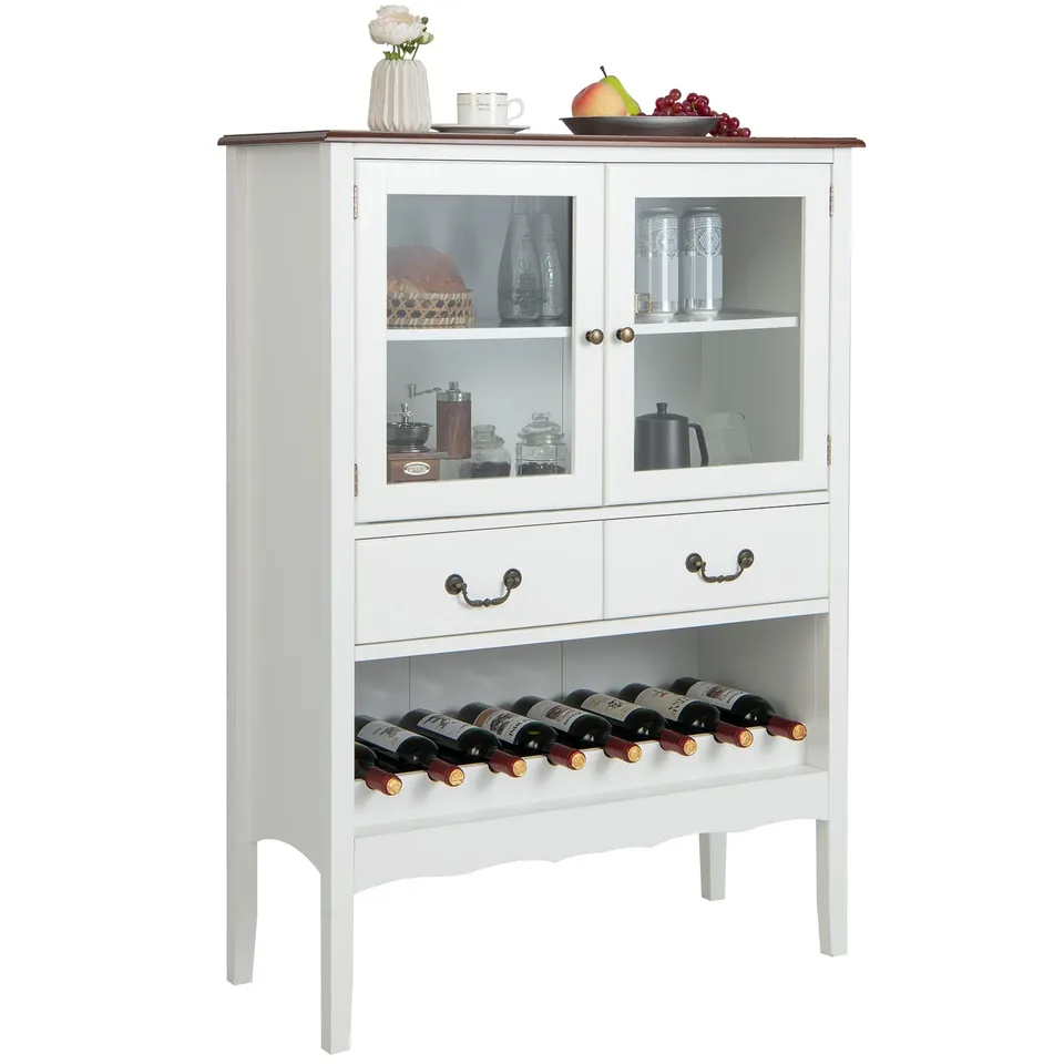 komfotteu-weinschrank-sideboard-90-5x38x126-cm-mit-t-ren-und-weinregal image 1