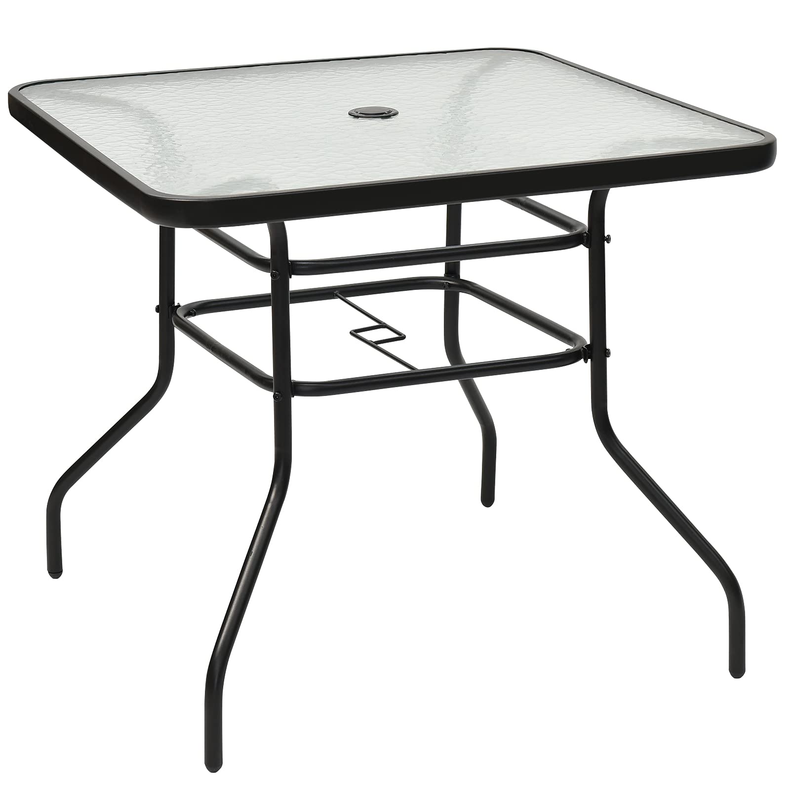komfotteu-quadratischer-gartentisch-80x80x71-cm-mit-schirmloch-glasplatte-metall image 1