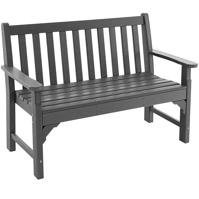 komfotteu-gartenbank-hdpe-2-sitzer-grau-wetterfeste-parkbank-126-x-60-x-90-cm-bi image 1