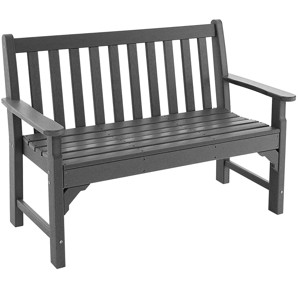 komfotteu-gartenbank-hdpe-2-sitzer-grau-wetterfeste-parkbank-126-x-60-x-90-cm-bi image 1