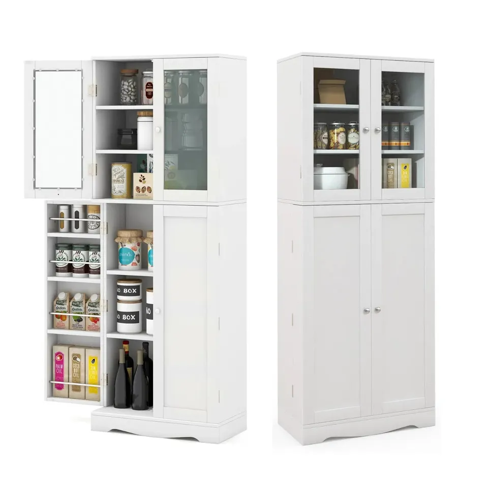 komfotteu-hochschrank-vitrinenschrank-wei-60x31-5x161-5-cm-mit-glast-r image 1