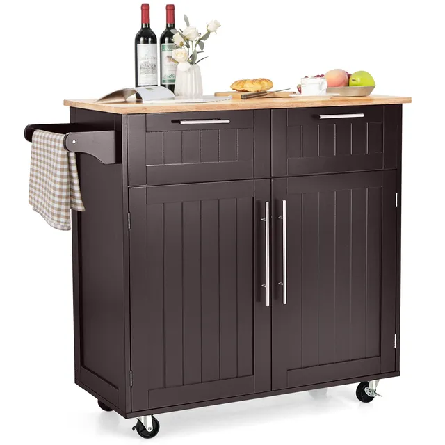 komfotteu-k-chenwagen-mit-arbeitsplatte-und-rollen-kaffee-94-x-45-5-x-94-5-cm image 1