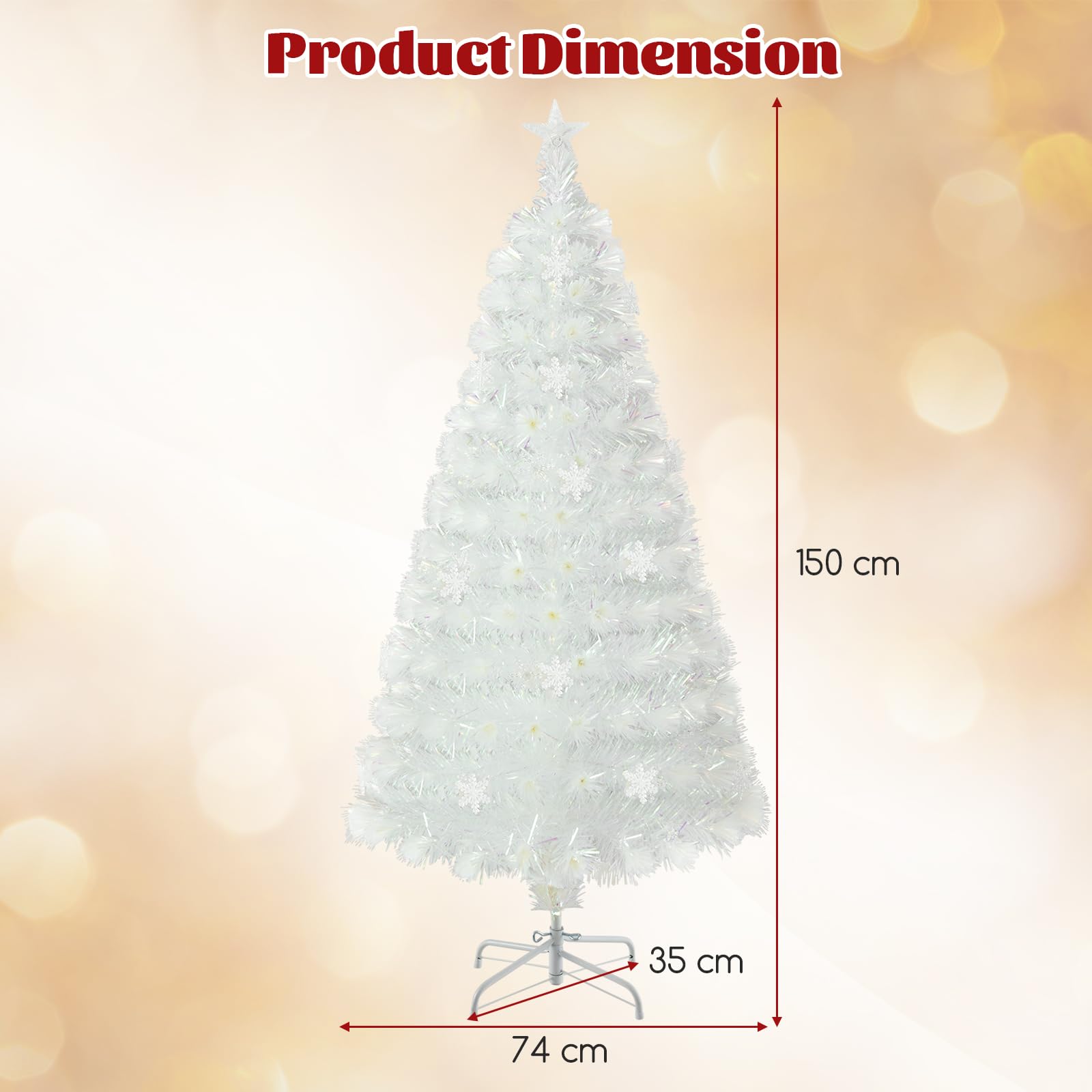 komfotteu-k-nstlicher-weihnachtsbaum-wei-150-cm-mit-led-beleuchtung image 6