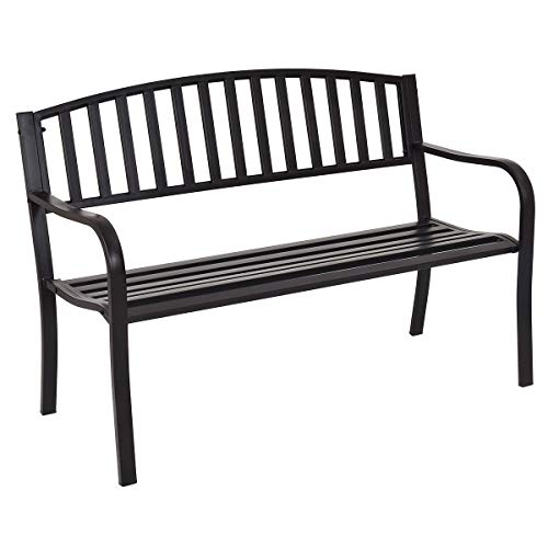 komfotteu-2-sitzer-stahlbank-mit-r-ckenlehne-127-x-60-x-87-cm-schwarz image 8