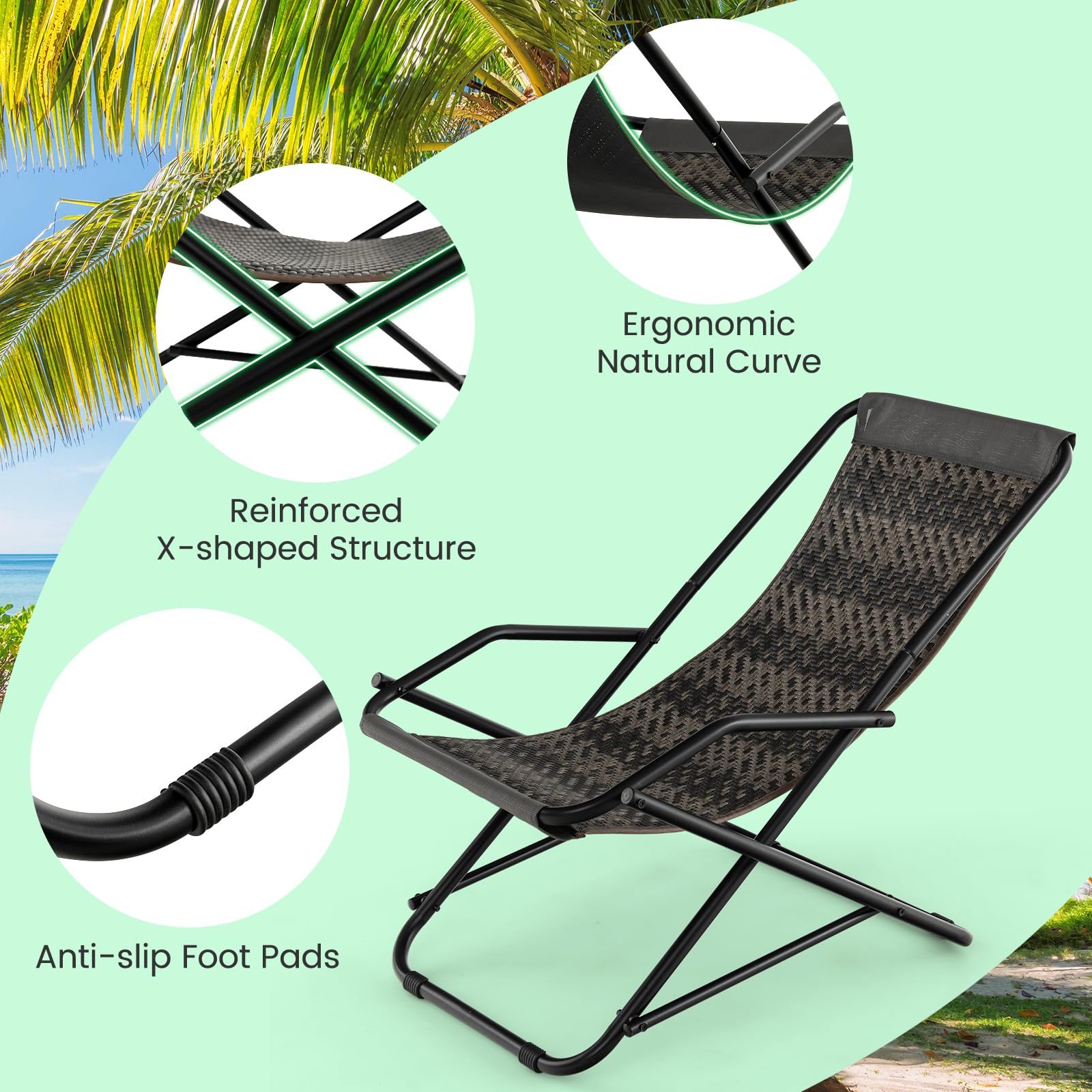 komfotteu-klappbare-rattan-strand-schaukelliege-106-x-65-x-79-cm-grau image 5