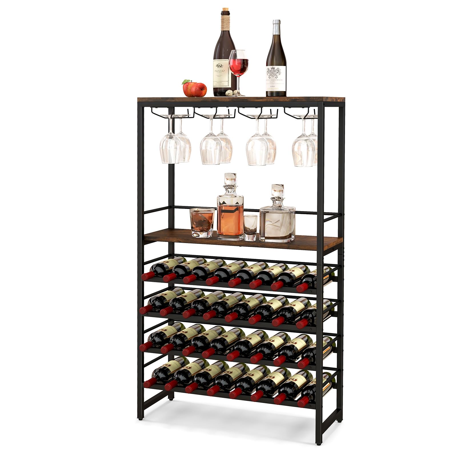 komfotteu-weinregal-6-stufig-f-r-32-flaschen-und-16-gl-ser image 1