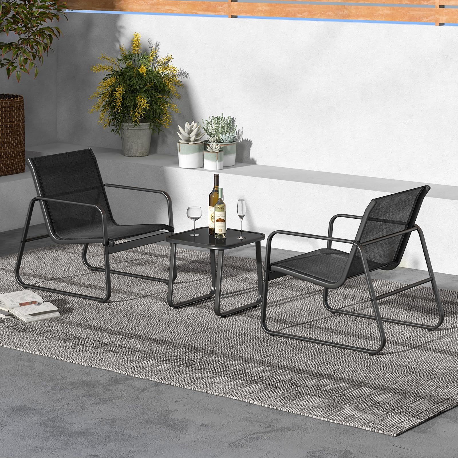komfotteu-balkonset-3-tlg-bistro-set-mit-2-stapelst-hlen-und-glastisch-schwarz image 7