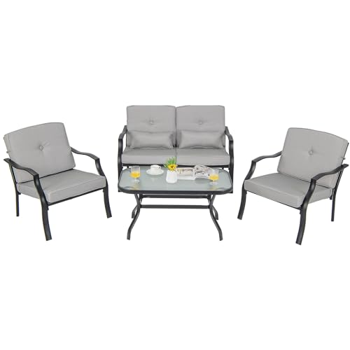 komfotteu-bistro-set-garten-4-teilig-polyester-und-metall-mit-tisch-grau image 8