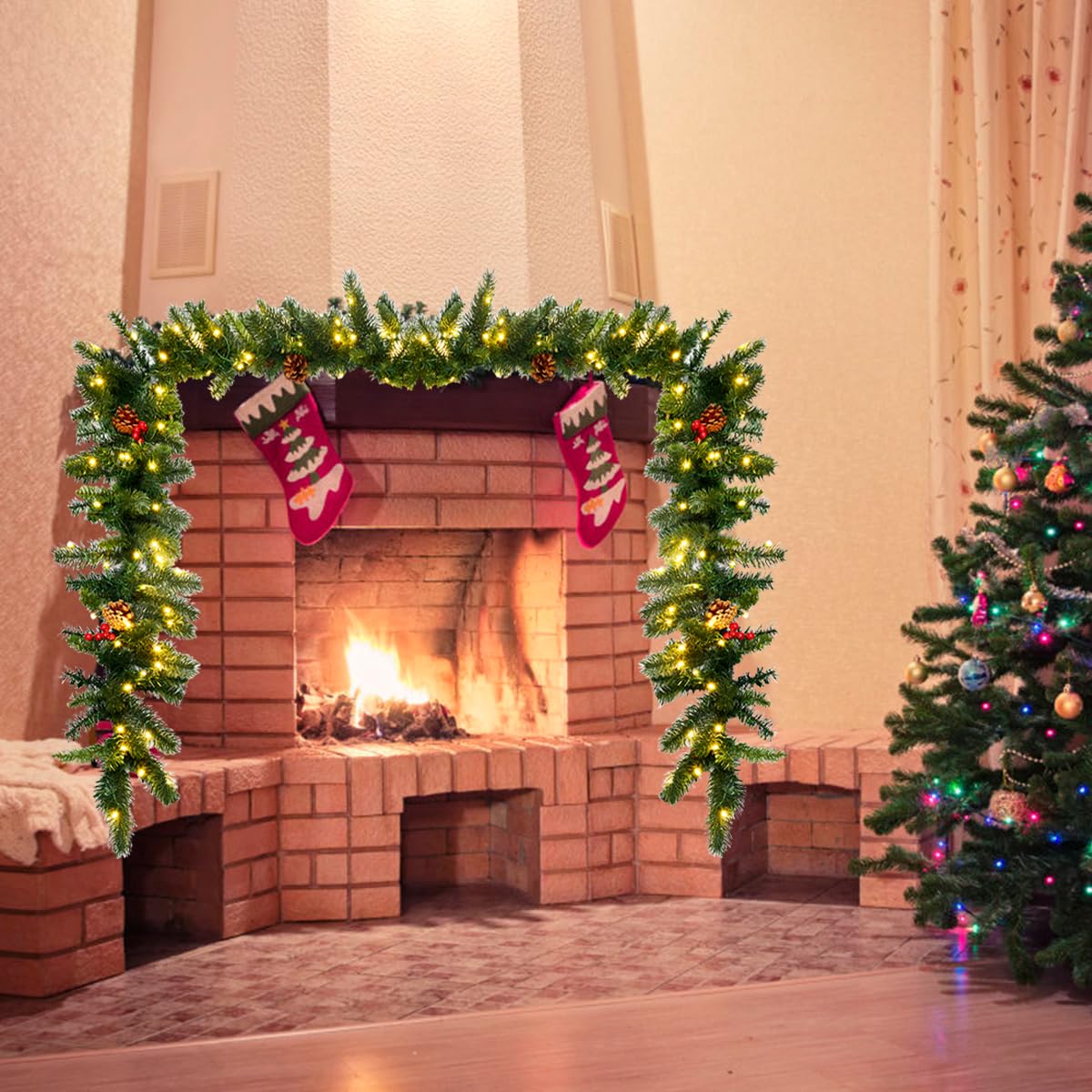 komfotteu-weihnachtsgirlande-270-cm-tannengirlande-mit-100-led image 6