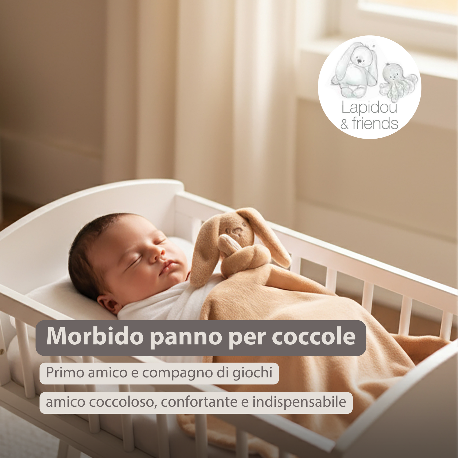 nattou-lapidou-babydecke-mit-kuscheltier-hase-50-x-50-cm-warmes-beige image 2