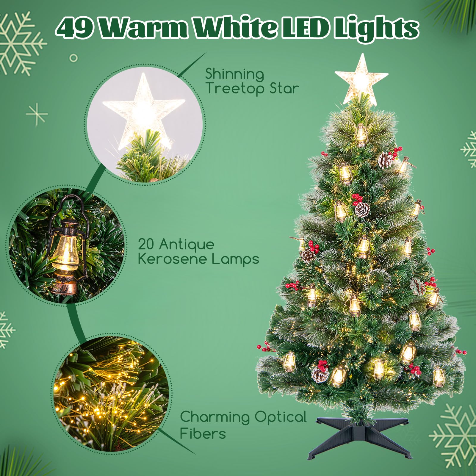 komfotteu-k-nstlicher-weihnachtsbaum-mit-led-lichtern-150-cm-tannenbaum-mit-beer image 5