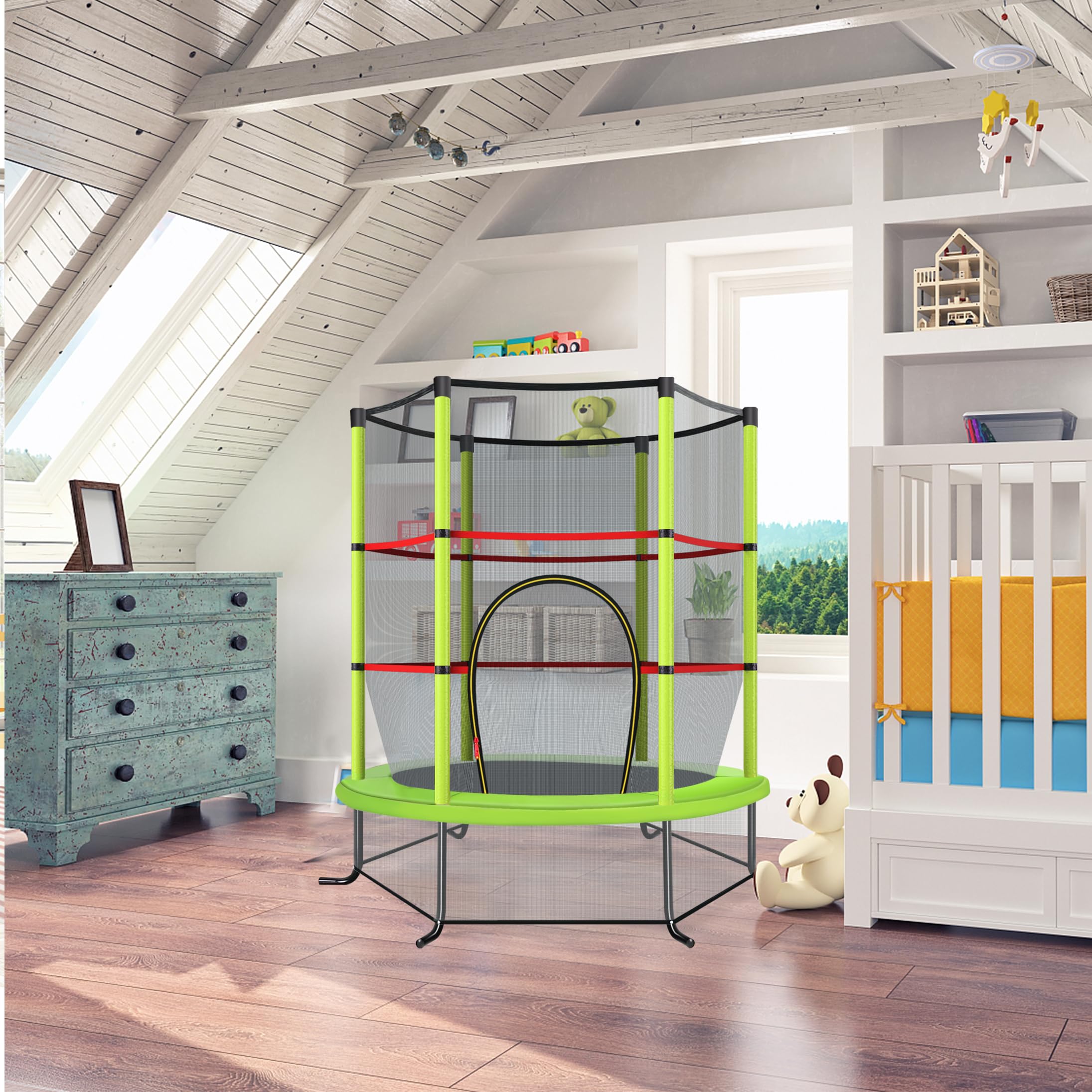 komfotteu-kindertrampolin-165-cm-mit-sicherheitsnetz-bis-135-kg image 7