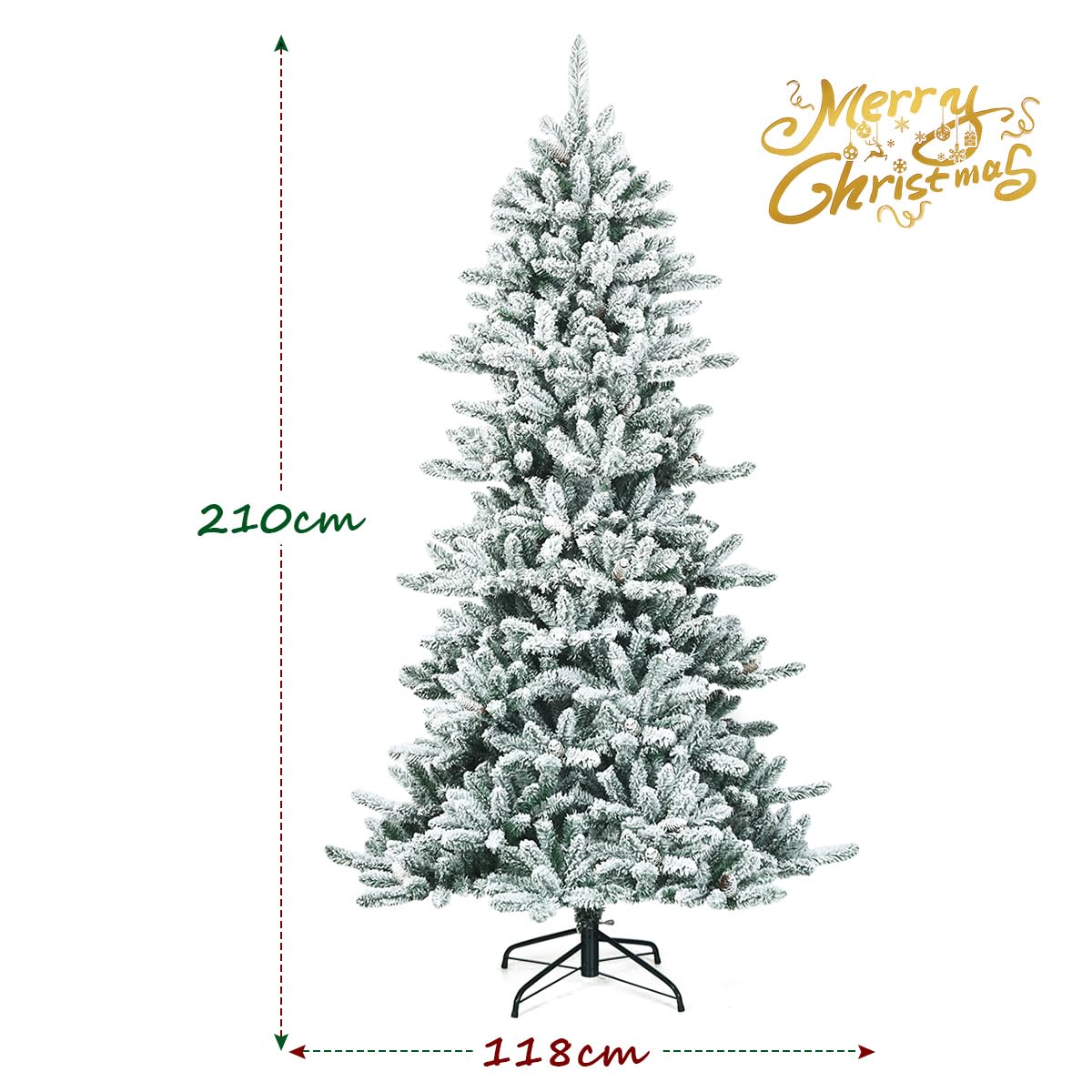 komfotteu-k-nstlicher-weihnachtsbaum-210-cm-mit-schnee-zapfen image 2