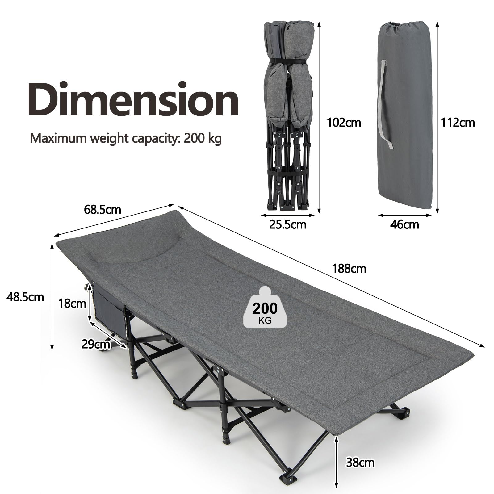 komfotteu-feldbett-klappbar-190x68x48-5-cm-campingbett-bis-200-kg image 5