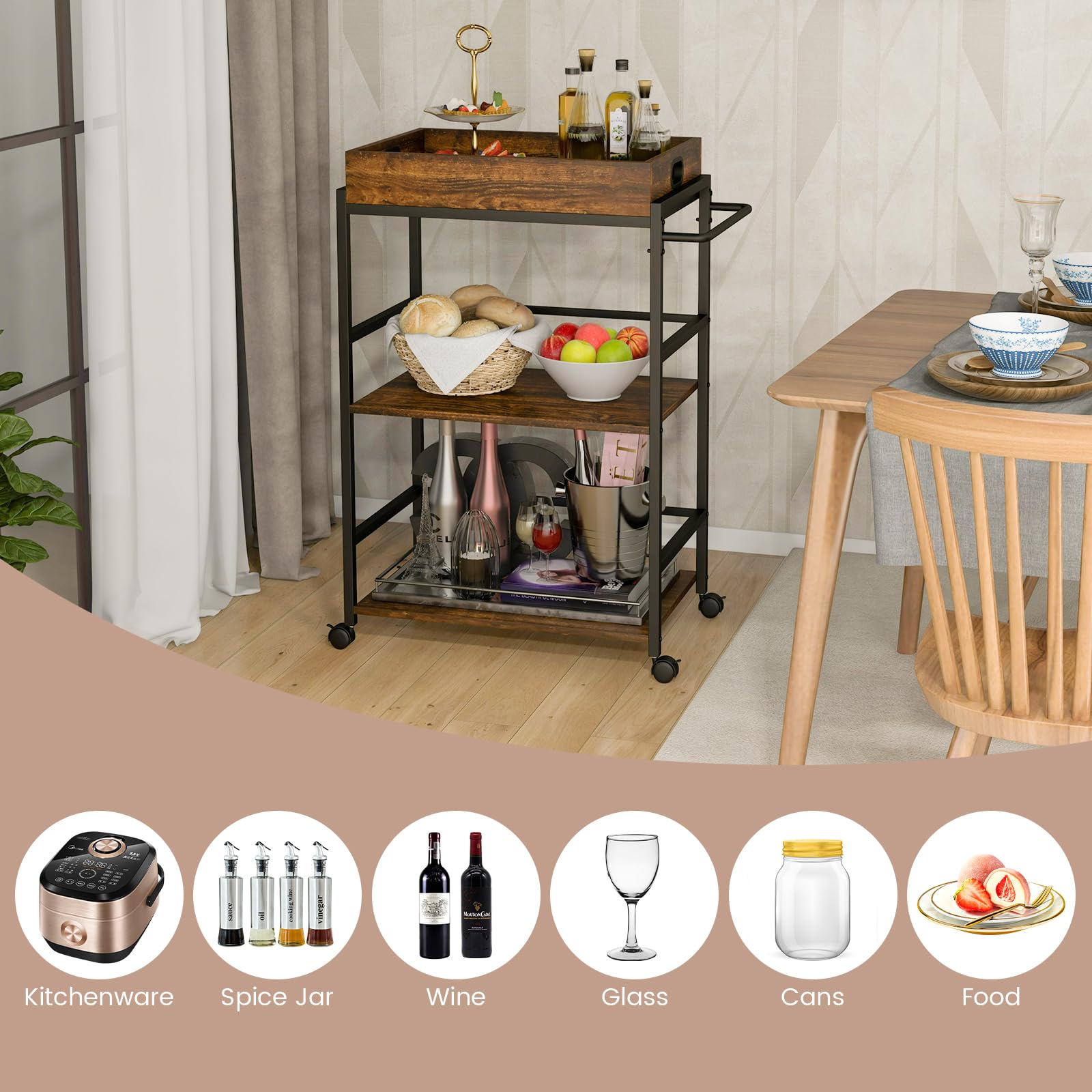 komfotteu-servierwagen-industrial-72-5x40x93cm-mit-tablett-3-ablagen image 6
