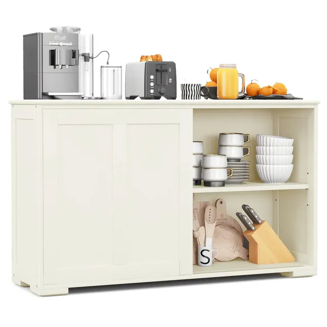 komfotteu-sideboard-beistellschrank-milchig-wei-107x33x60cm image 1