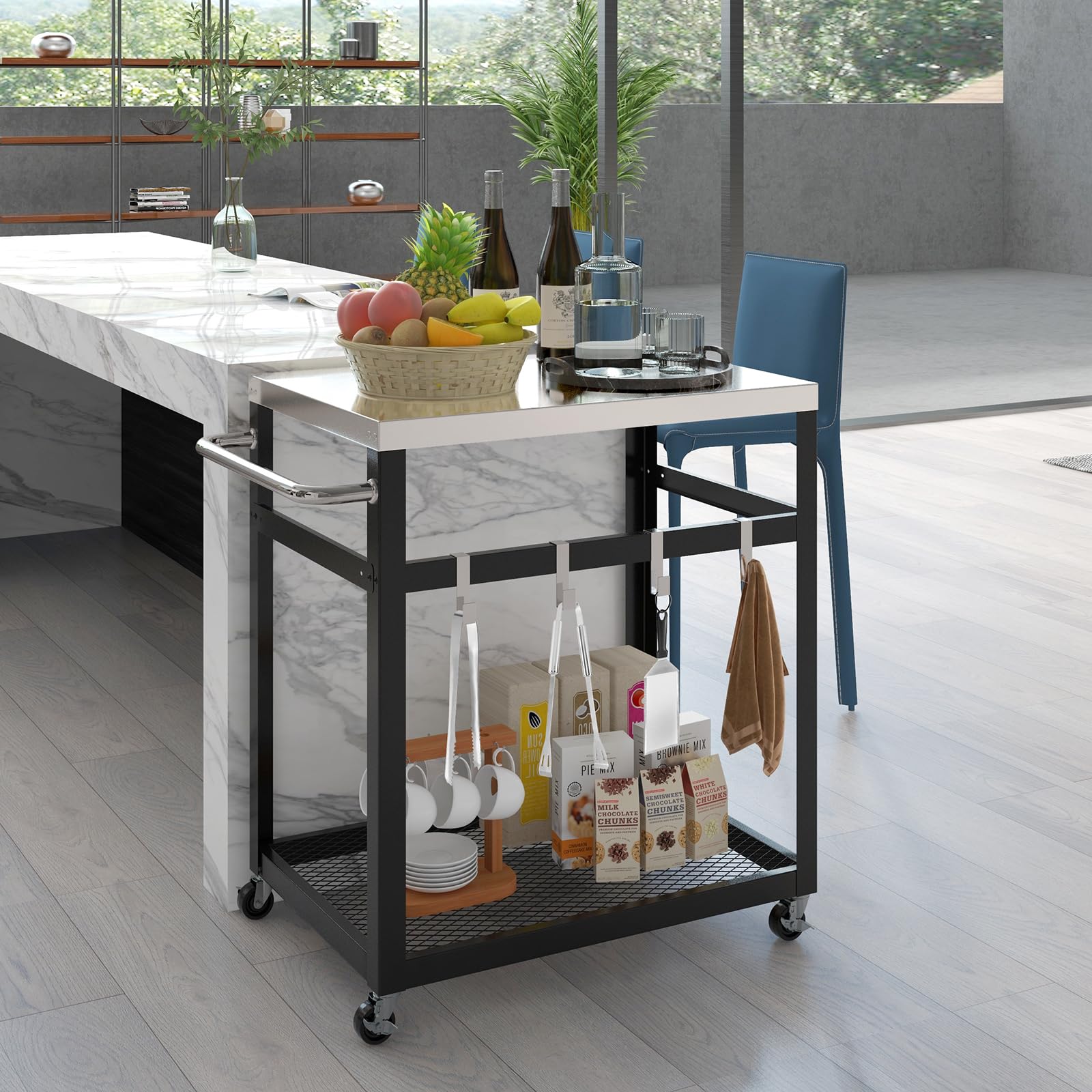 komfotteu-k-chenwagen-grillwagen-mit-edelstahl-arbeitsplatte-83-5x50-5x84-5-cm image 2