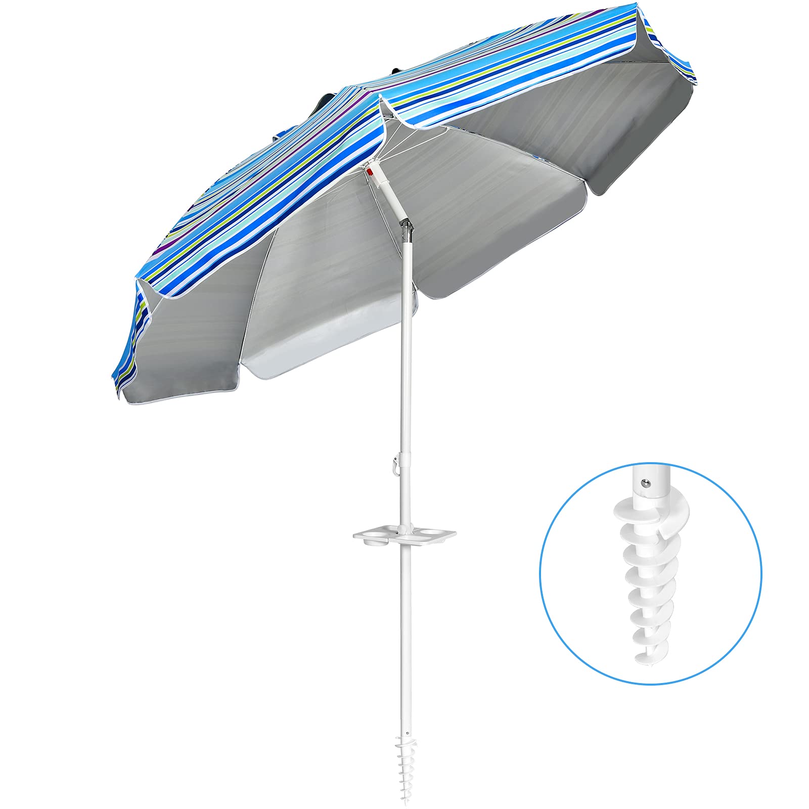 komfotteu-sonnenschirm-200-cm-strandschirm-mit-becherhalter image 8
