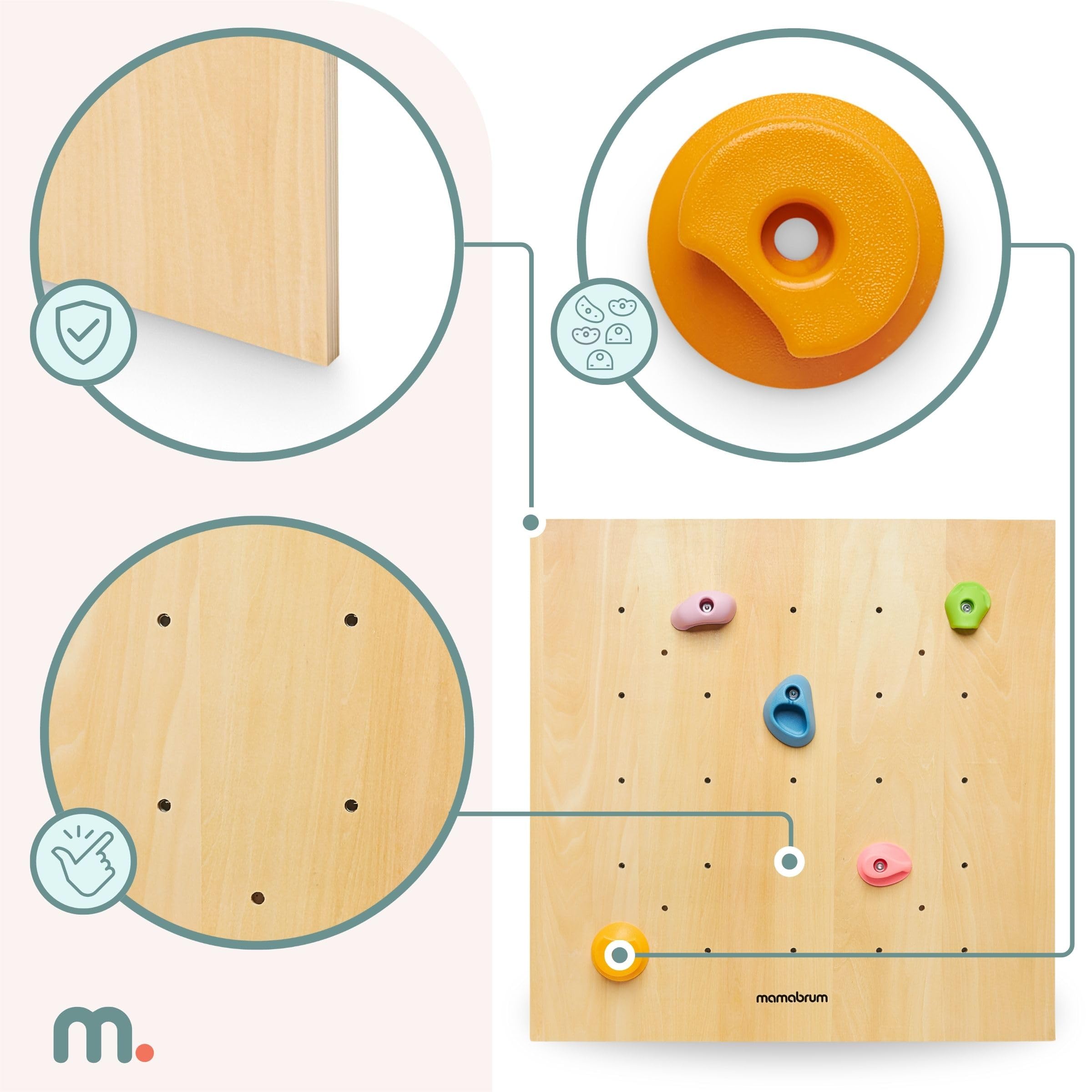 mamabrum-holzkletterwand-3-paneele-15-griffe-bis-100-kg image 5