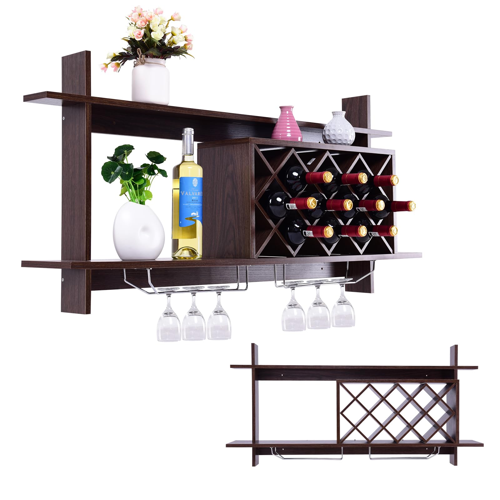 komfotteu-wandregal-weinregal-f-r-10-flaschen-120x58x20-cm-mit-glashaltern image 1