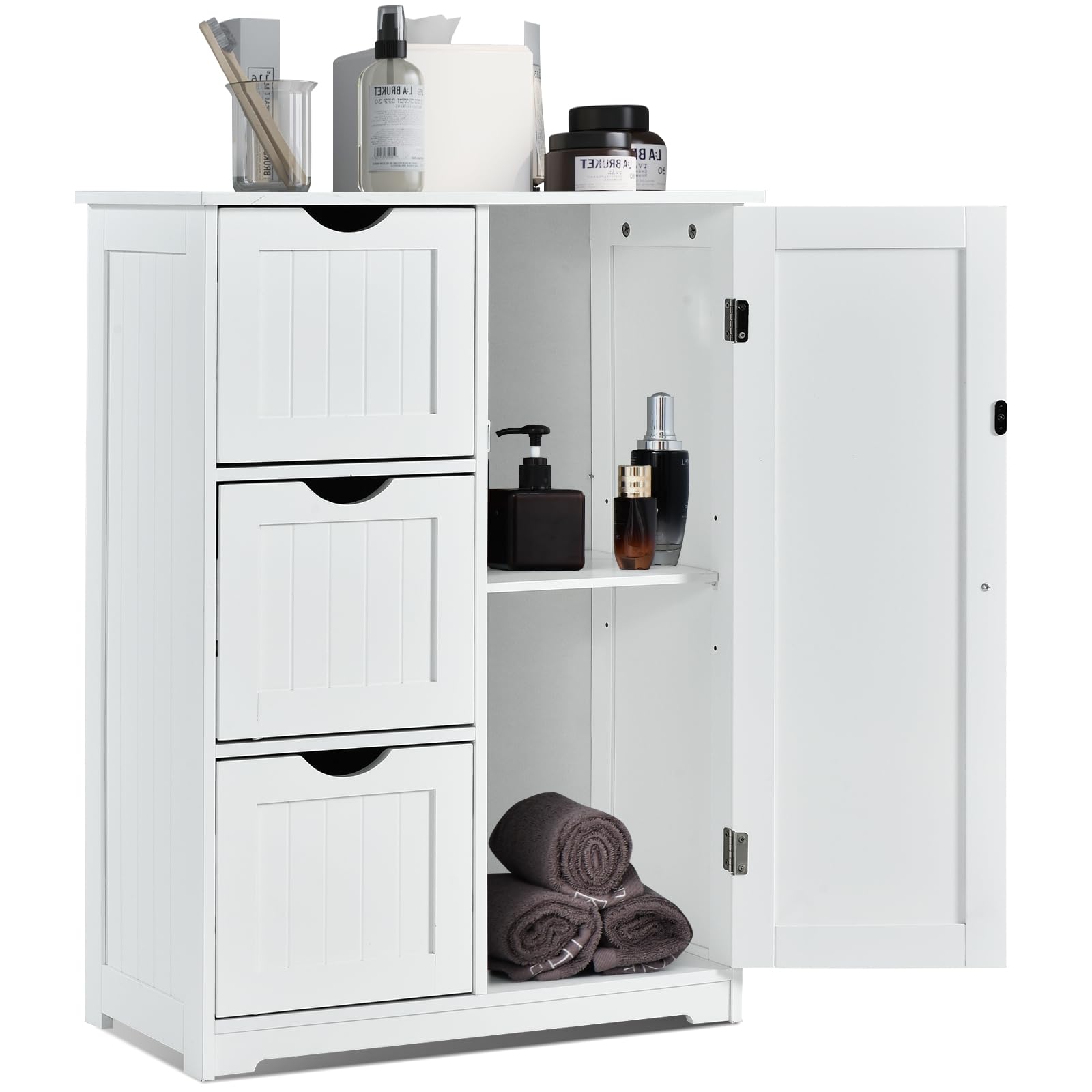 komfotteu-badschrank-wei-mit-3-schubladen-1-t-r image 1
