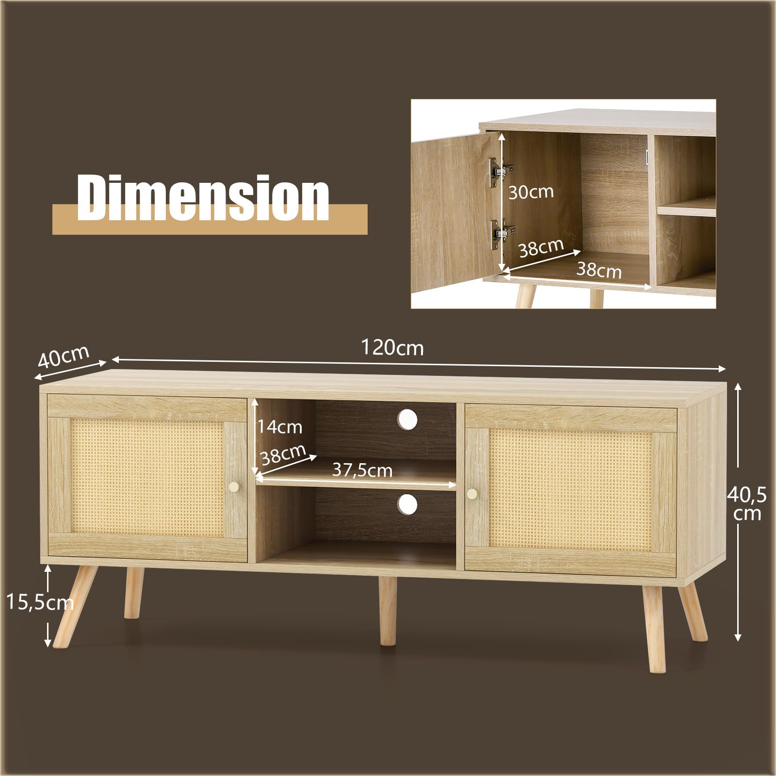 komfotteu-tv-bank-holz-120-cm-f-r-55-zoll-mit-rattan-schr-nken-natur image 6