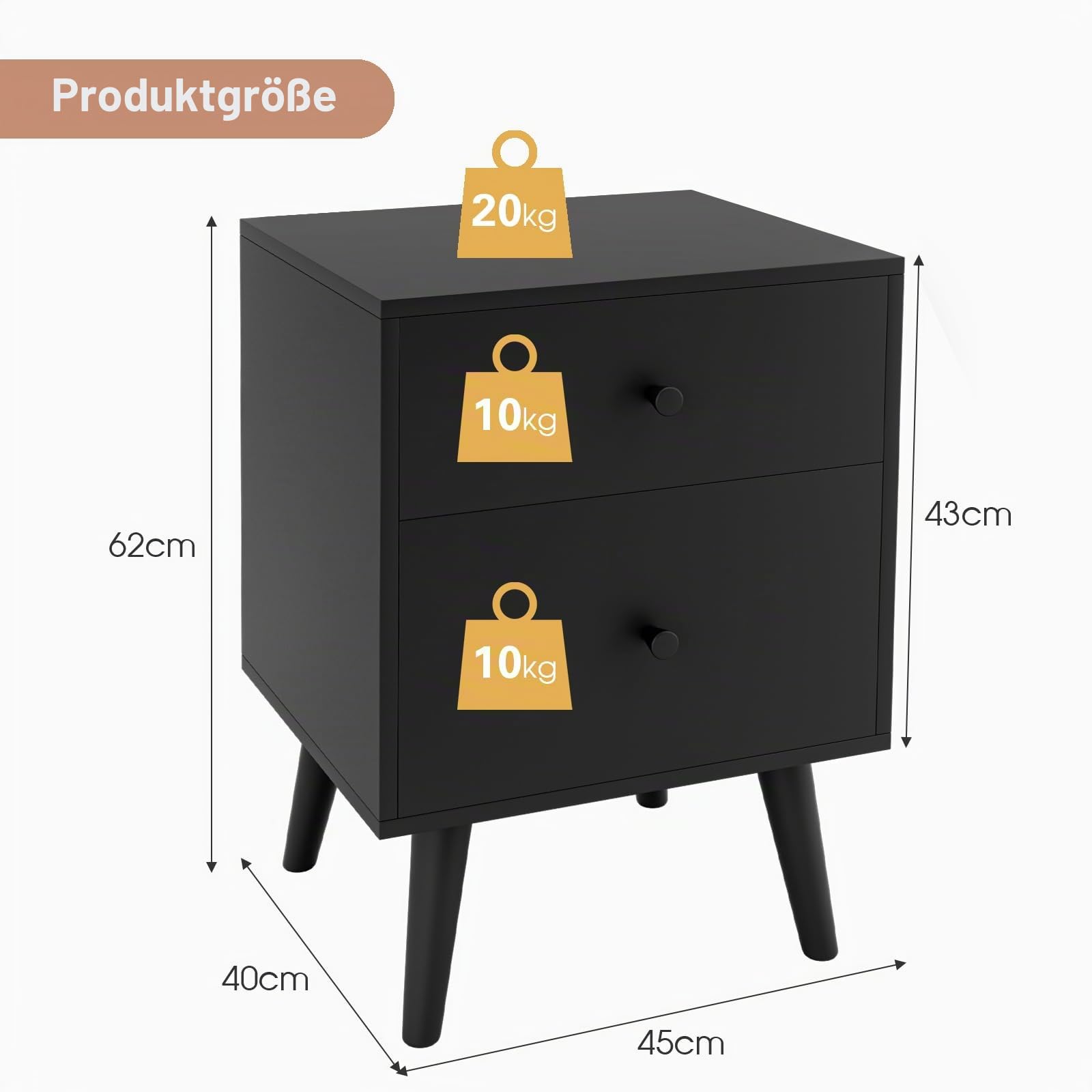 komfotteu-nachttisch-mit-2-schubladen-vintage-schwarz-45x39-5x61-5-cm image 3