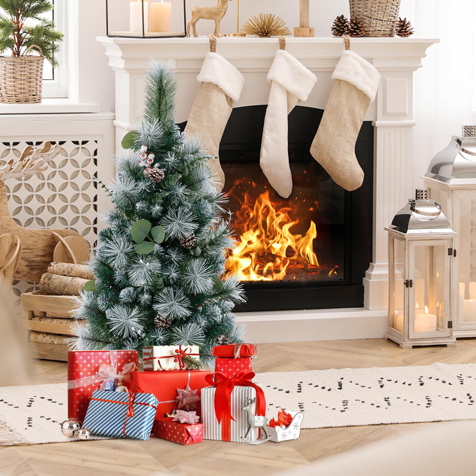 komfotteu-mini-christbaum-64-cm-mit-tannenzapfen-und-led-tisch-weihnachtsbaum image 7