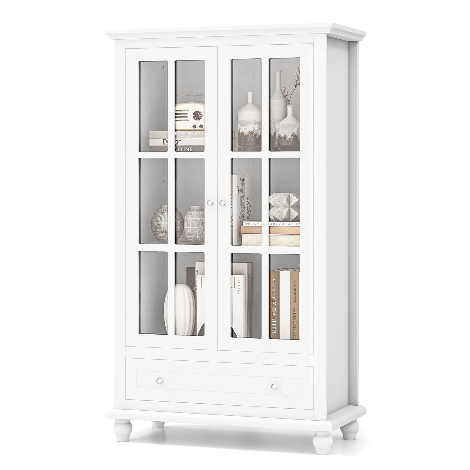 komfotteu-b-cherschrank-4-stufiger-vitrinenschrank-mit-t-ren-und-schublade image 1