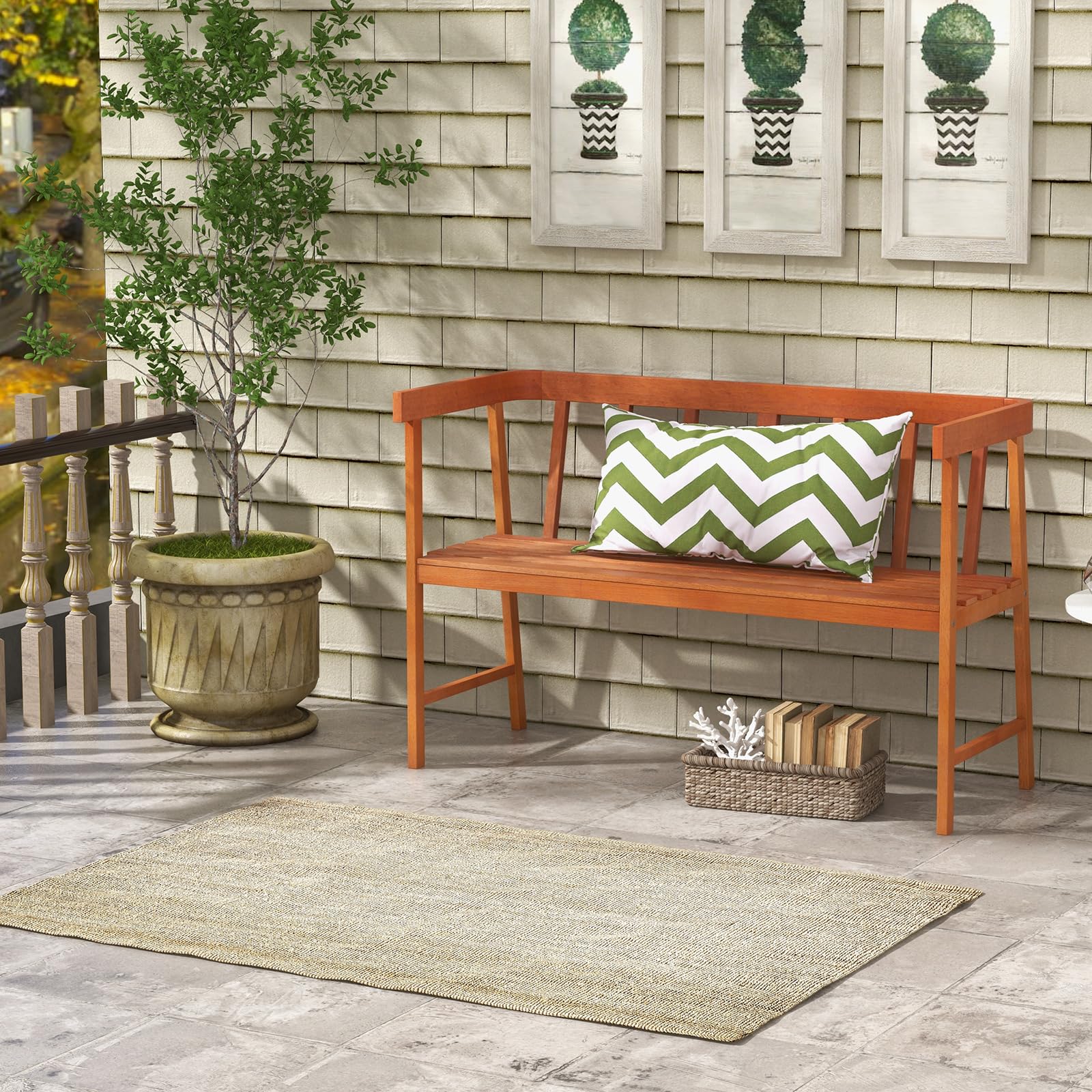 komfotteu-2-sitzer-gartenbank-akazienholz-parkbank-natur-110-x-46-x-72-cm-bis-36 image 7