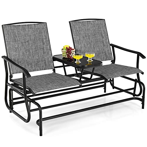 komfotteu-schaukelbank-2-sitzer-mit-tisch-grau-gartenschaukel-bis-240-kg image 8