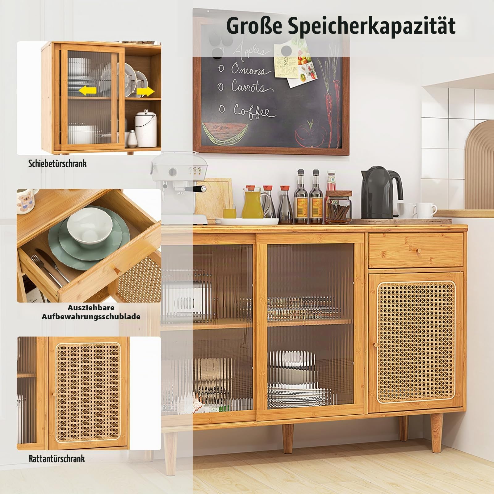 komfotteu-sideboard-bambus-rattan-120x35x83-cm-k-chenbuffet-natur image 6