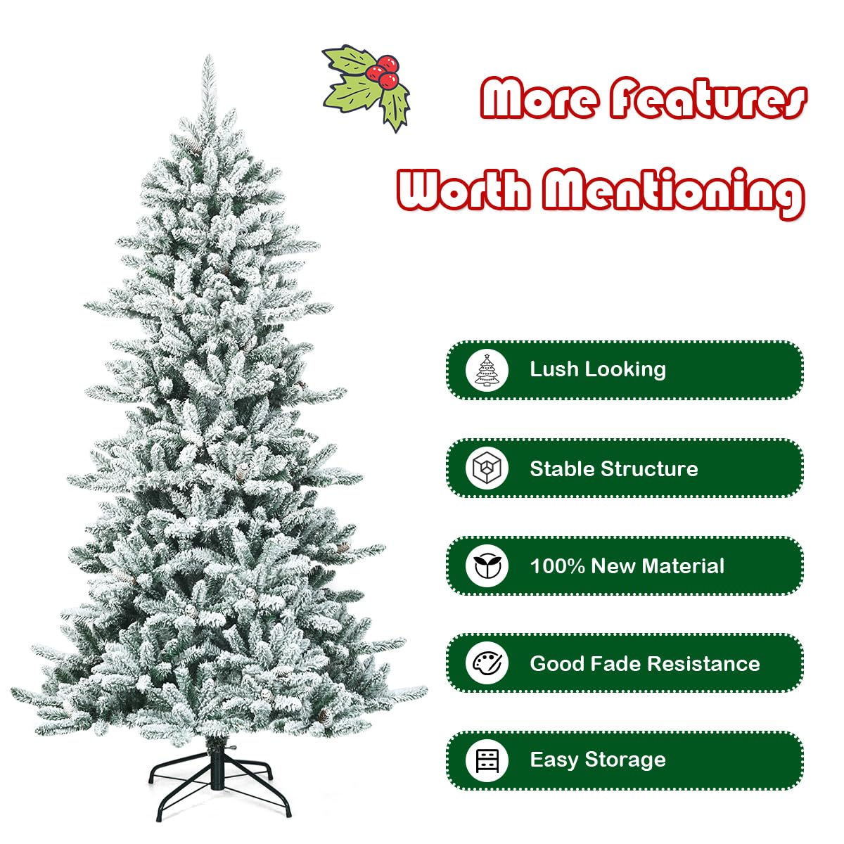 komfotteu-k-nstlicher-weihnachtsbaum-210-cm-mit-schnee-zapfen image 4