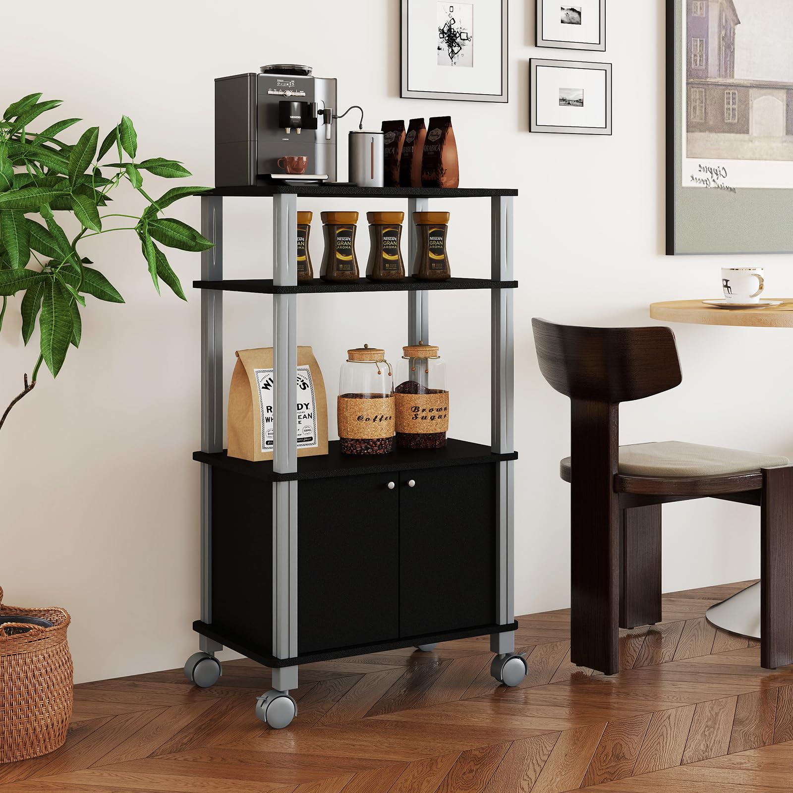 komfotteu-k-chenwagen-mit-3-ebenen-schrank-mit-t-r-und-rollen-60-x-40-x-98-cm-sc image 7