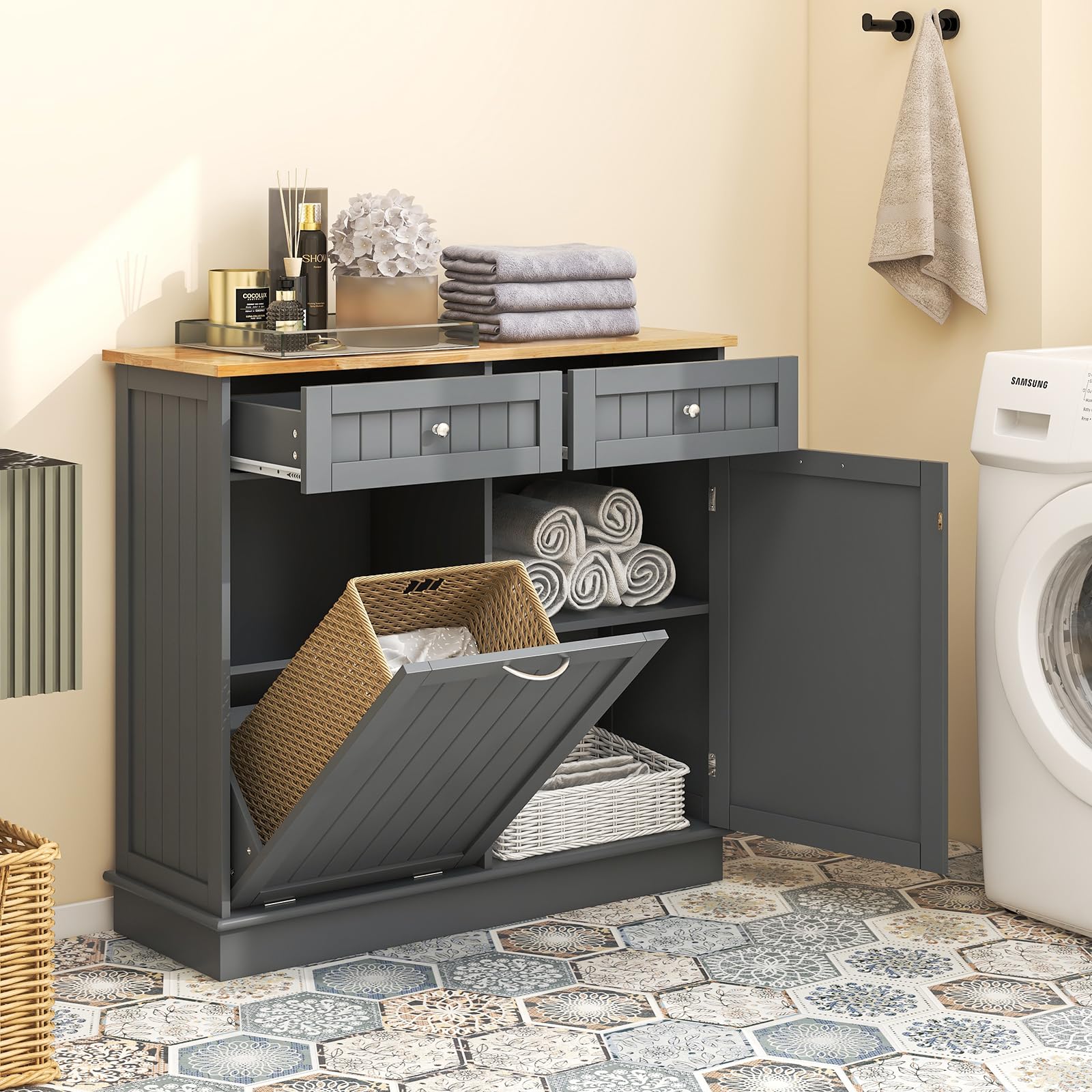 komfotteu-k-chenschrank-mit-abfallschrank-und-auszieht-r-grau-100x35x90-5-cm image 2