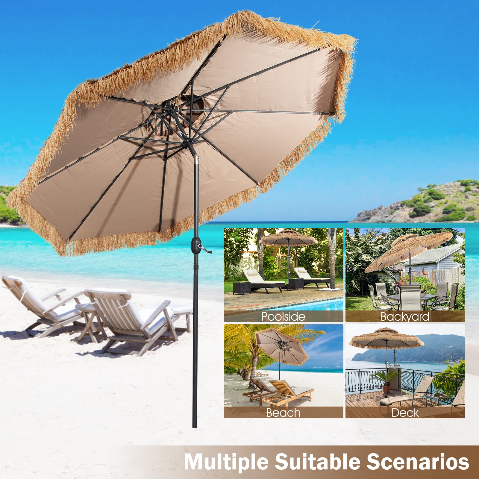 komfotteu-hawaii-sonnenschirm-3-m-bastschirm-knickbar-mit-doppeldach image 5