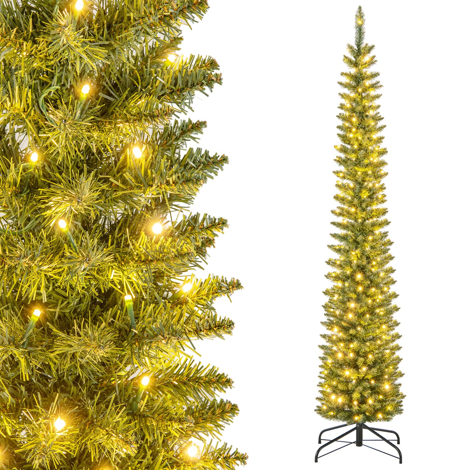 komfotteu-k-nstlicher-weihnachtsbaum-mit-lichtern-210-cm-499-spitzen image 1