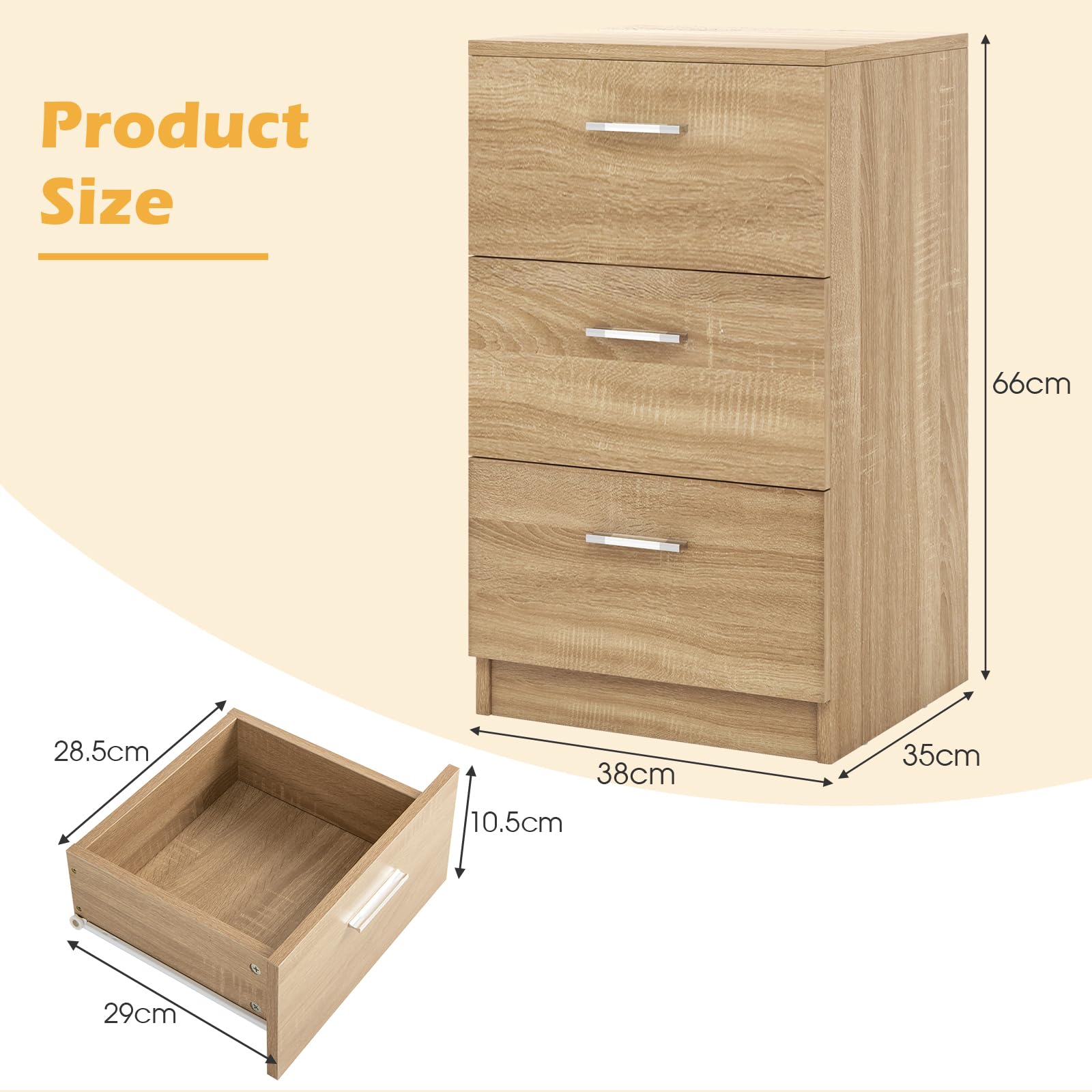 komfotteu-nachttisch-holz-mit-3-schubladen-38x35x66cm image 3