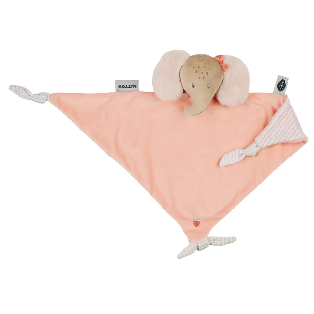 nattou-oli-flo-ernest-schnuffeltuch-doudou-elefant-oli-mit-schnullerhalter image 1