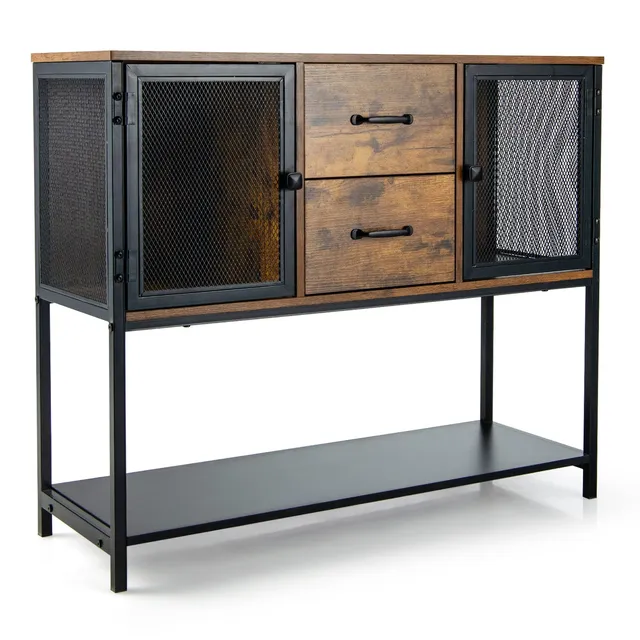 komfotteu-k-chenschrank-sideboard-industrie-100x35x85-cm-mit-gittert-ren image 1
