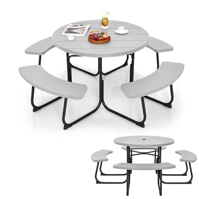 komfotteu-picknicktisch-set-rund-f-r-8-personen-grau-hdpe image 1
