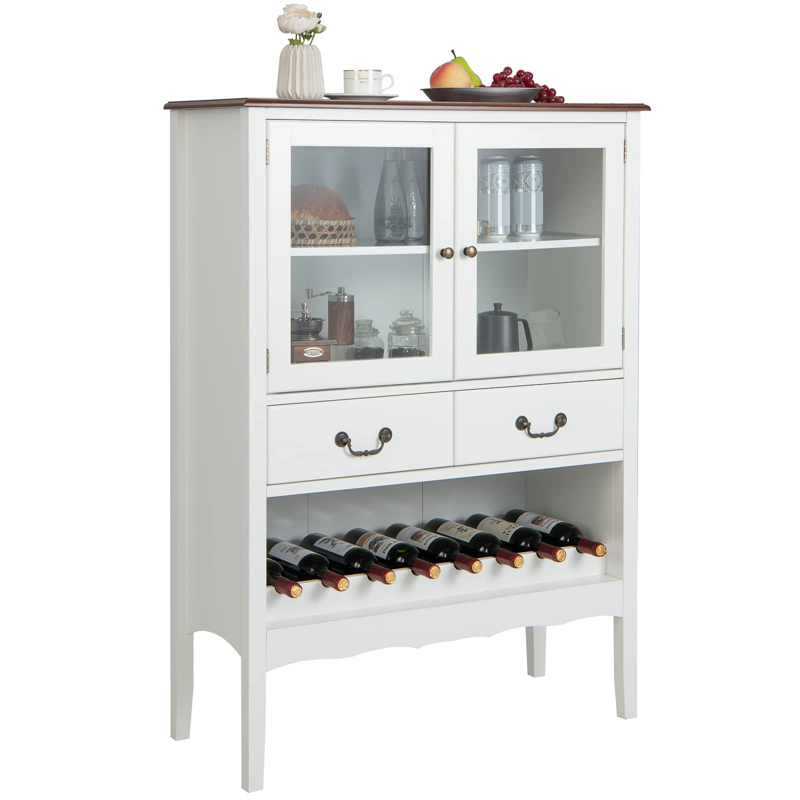 komfotteu-weinschrank-sideboard-90-5x38x126-cm-mit-t-ren-und-weinregal image 1